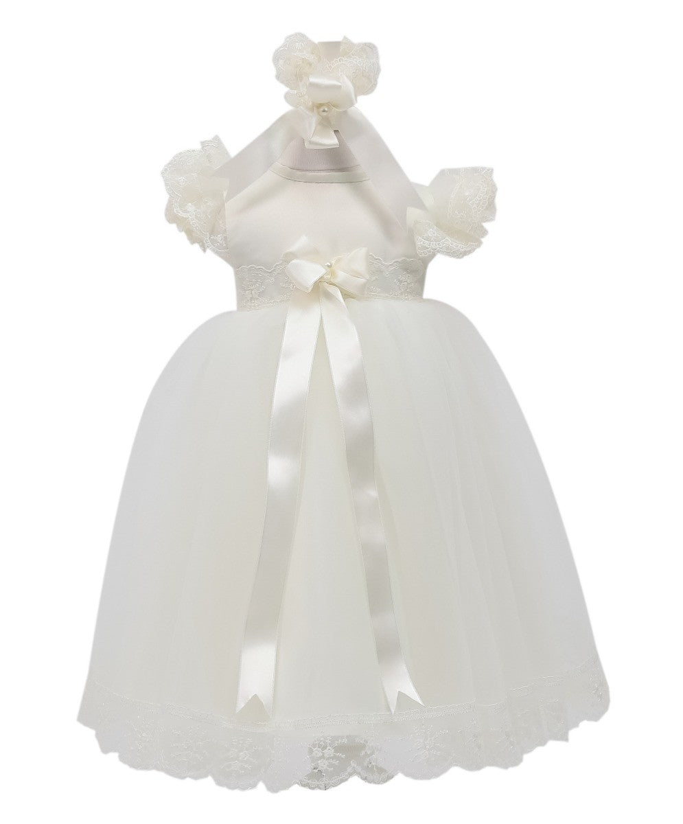 Baby Girls Ruffle Lace White Dress - CHRISTINA - White