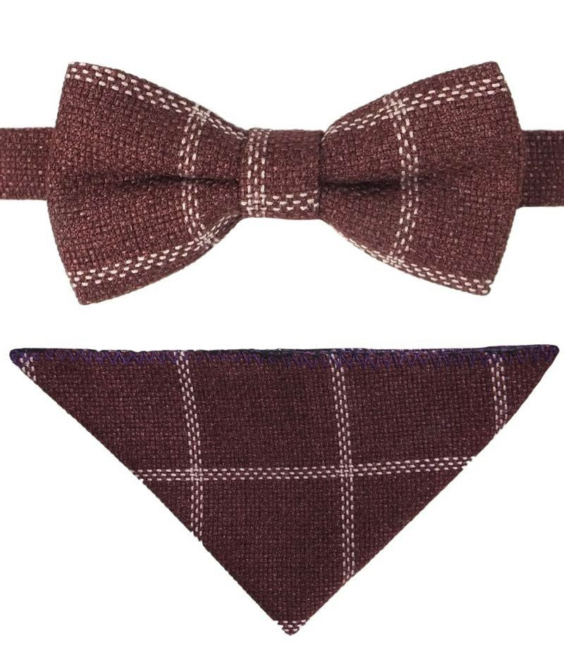 Boys Plaid Check Waistcoat Set - Maroon