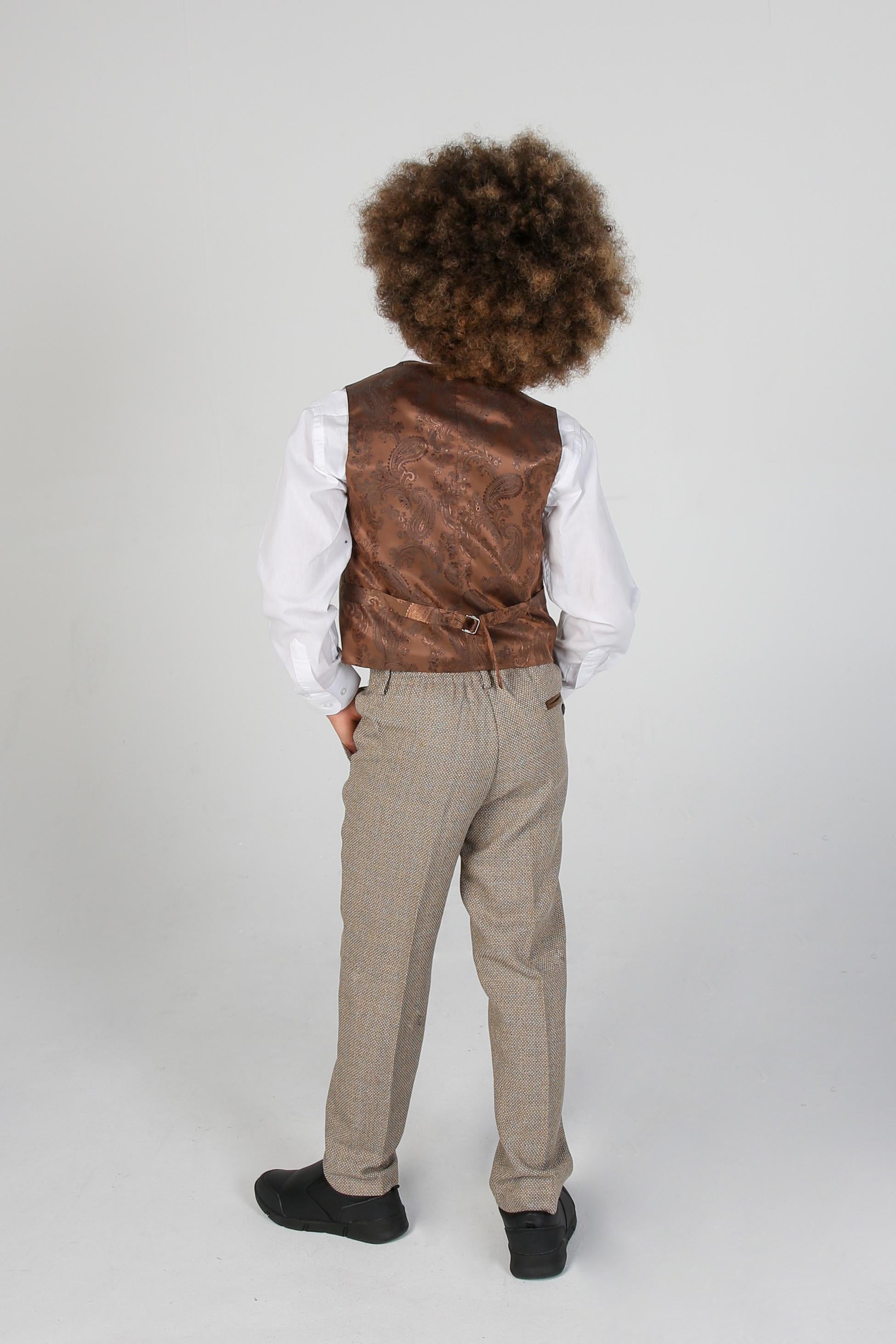 Boys Tweed Tailored Fit Formal Suit - Ralph - Beige