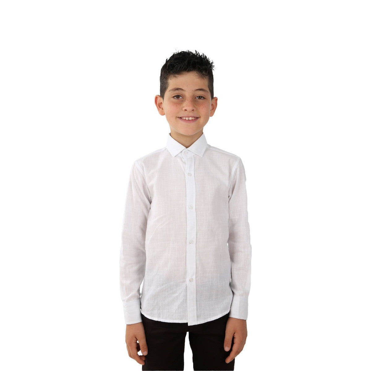 Boys Linen Roll Up Sleeve Shirt - White