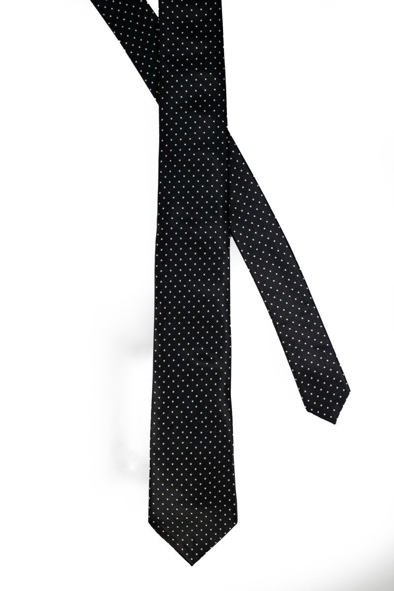 Men's Tie, Hanky & Cufflinks Polka Dot Set - Black