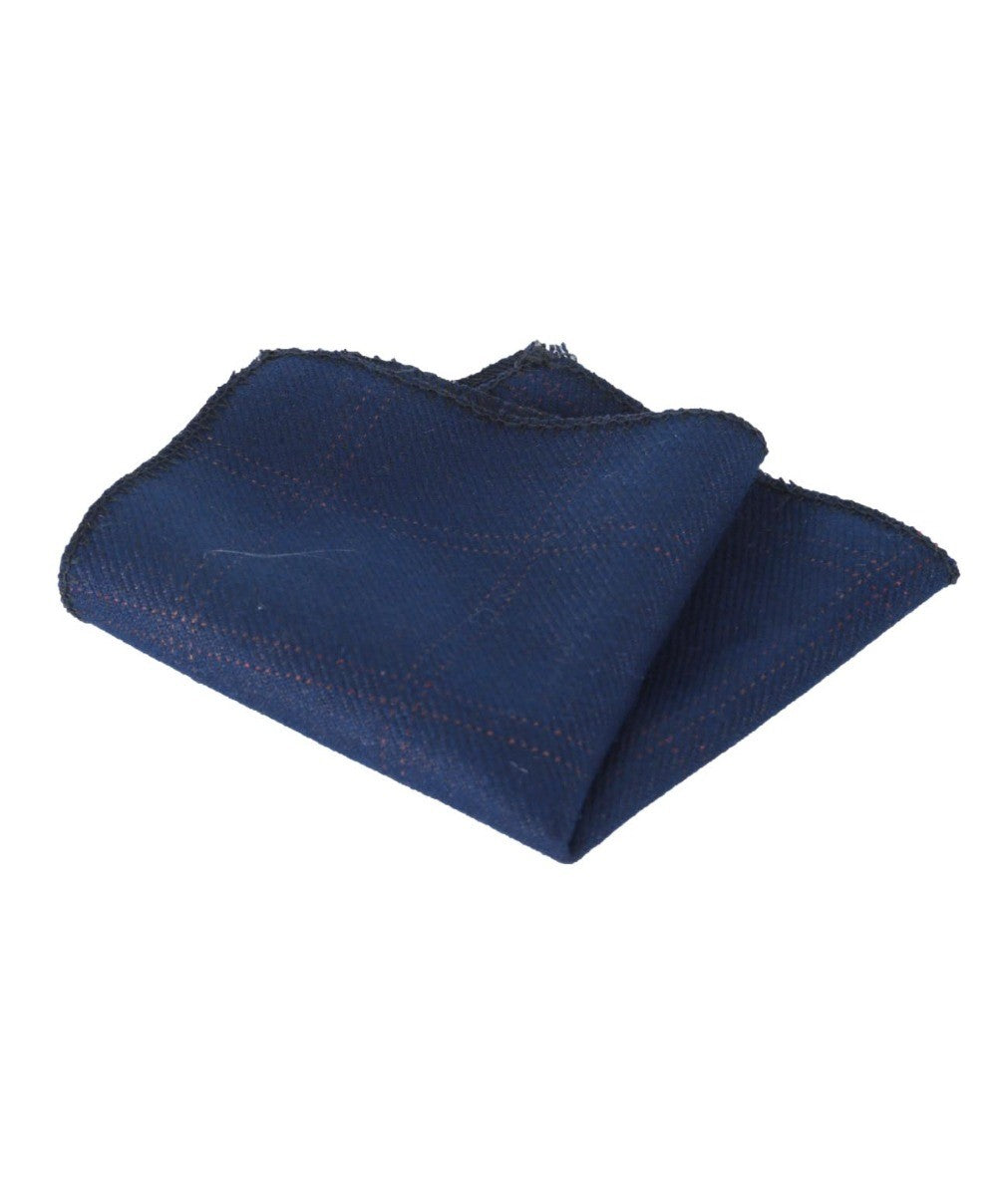 Boys & Men's Check Tweed Pocket Handkerchief - Navy Blue