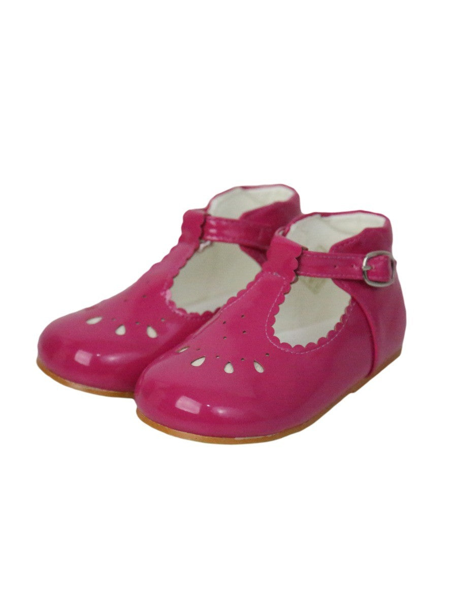 Girls Bridesmaid Perforated Shoes - Fucshia