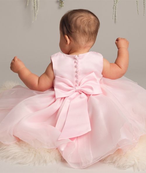 Baby Girls Tulle Dress With Floral Applique - ELISE - Pink