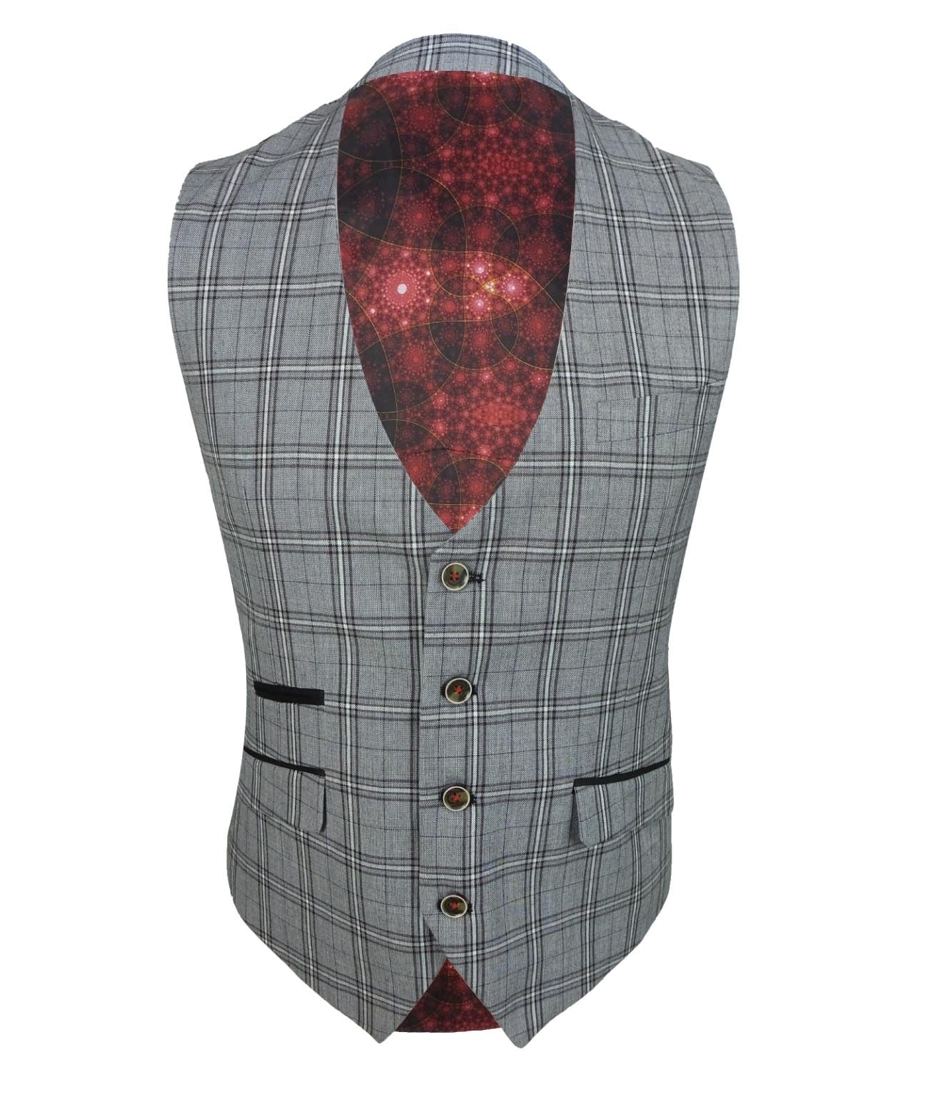 Men's Slim Fit Check 3PC Suit - MARCELLO - Grey