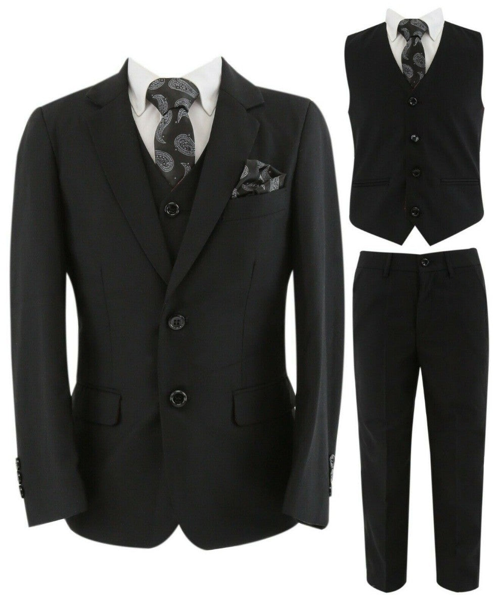 Boys Tailored Fit Black Suit - PARKER - Black