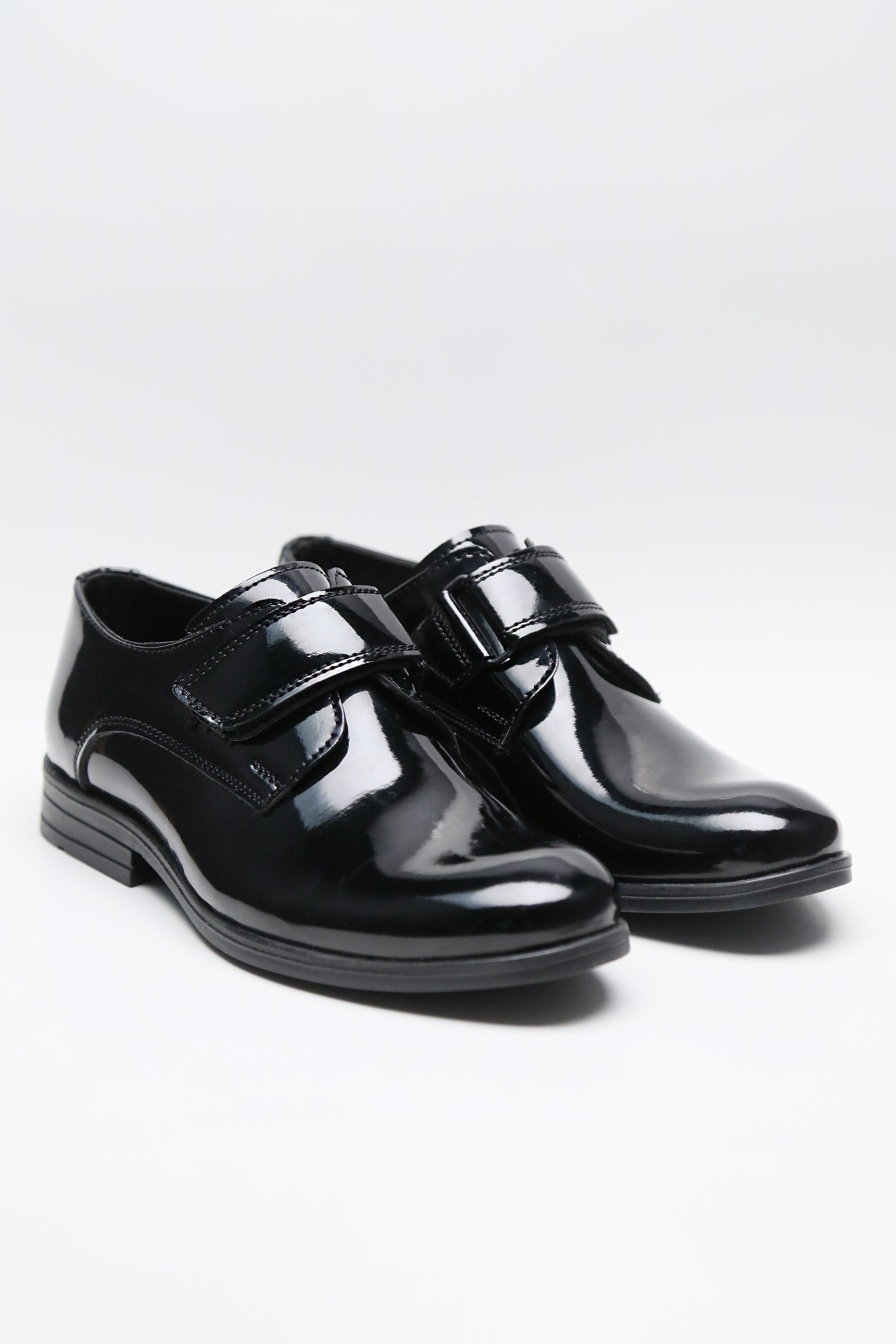 Boys Black Velcro Patent Dress shoes - MARCO - Black