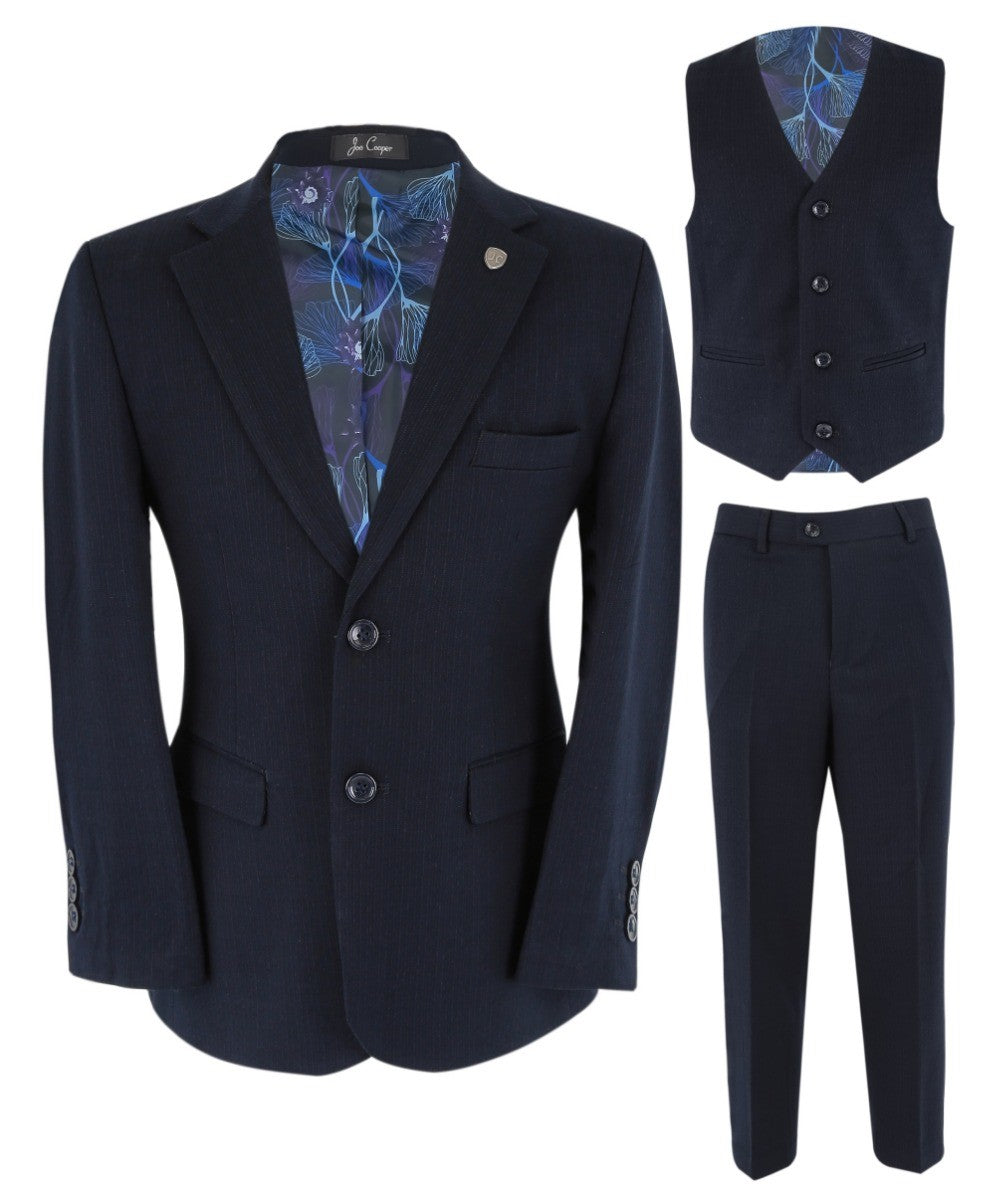 BoysTailored Fit Navy Husky Suit Set - IAN - Navy Blue