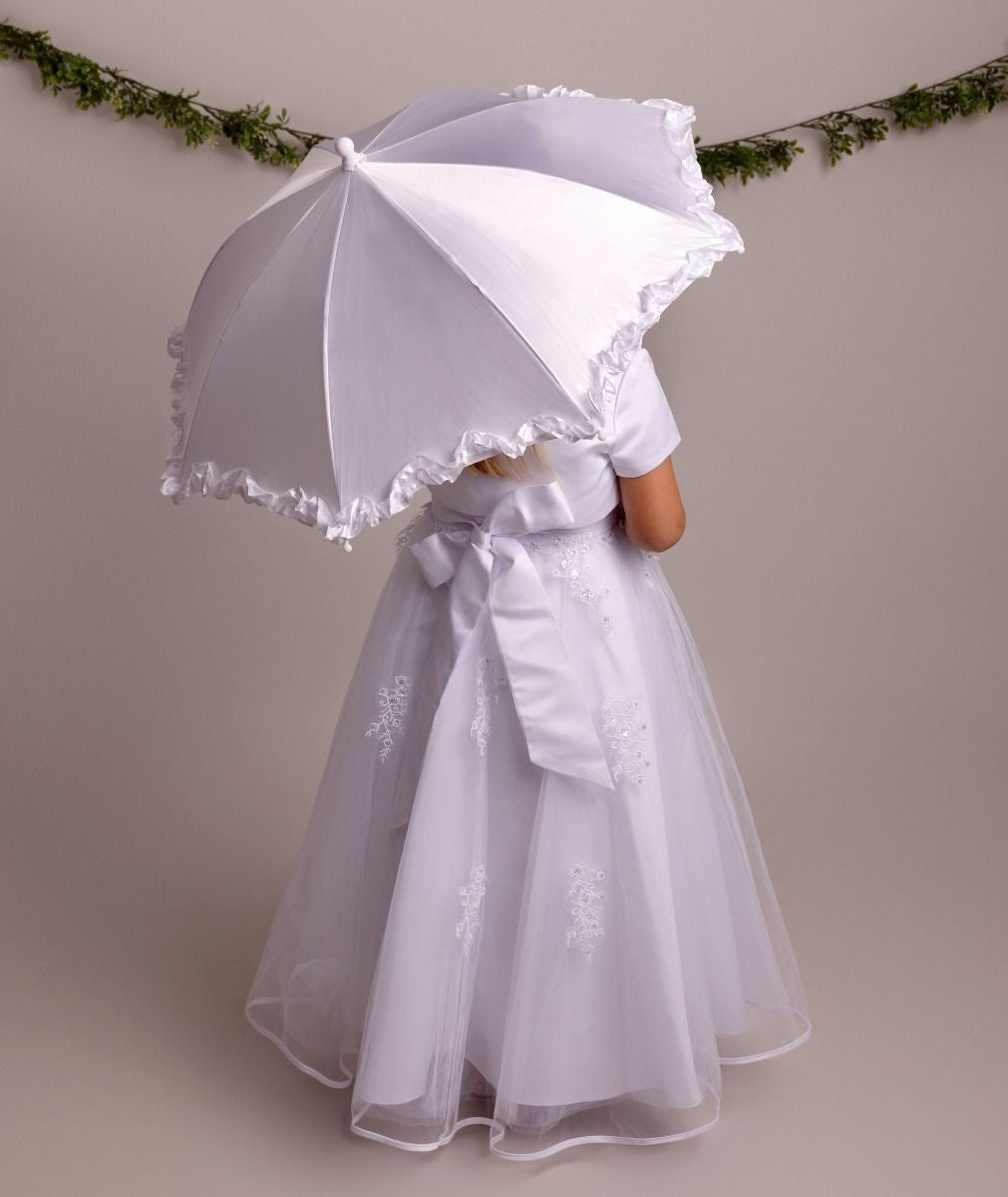 Girls White Frilled Umbrella – PARASOL-1