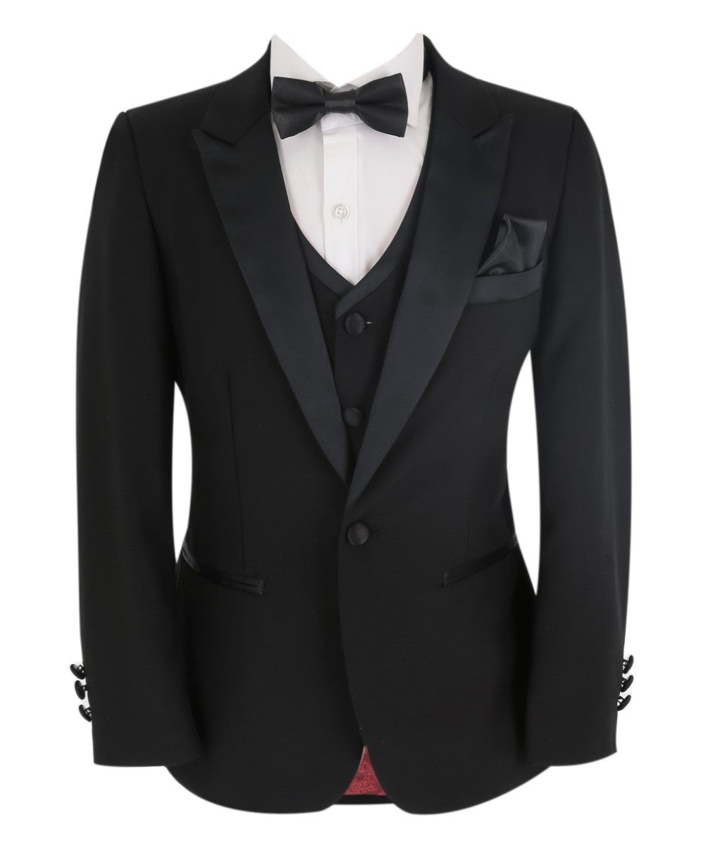 Boys Peak Lapel Tuxedo Dinner Suit - HARRY Black - Black