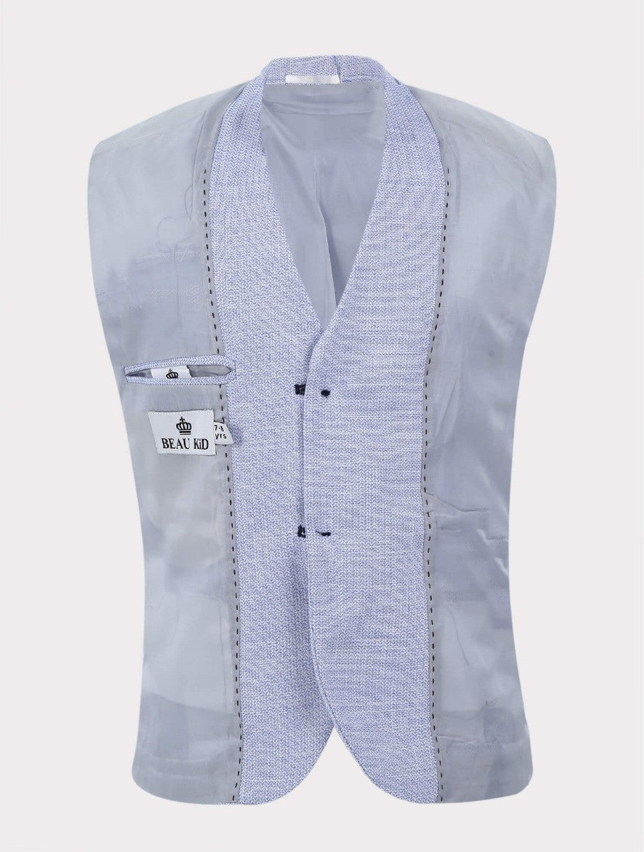 Boys Tweed-Like Blue Suit - CARTER - Blue