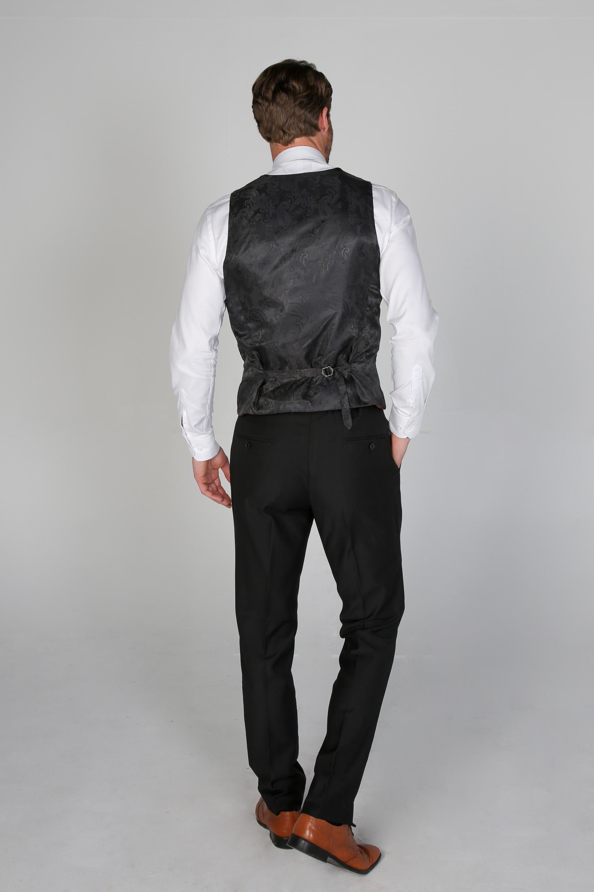 Men's Tuxedo Dinner Suit Waistcoat - HARRY Black - Black