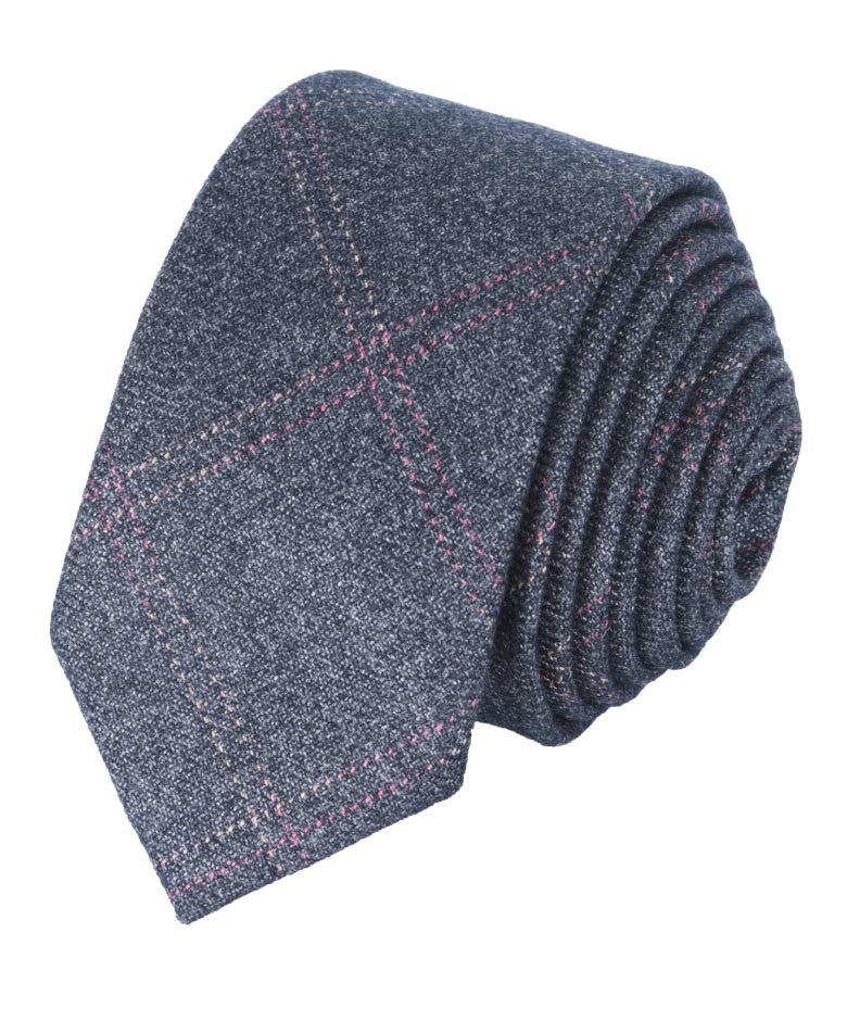 Boys & Men's Tweed Check Slim Tie Set - Charcoal Grey