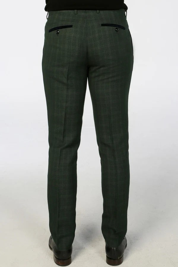 Men's Tailored Fit Check 2PC Suit -  LEO - Green