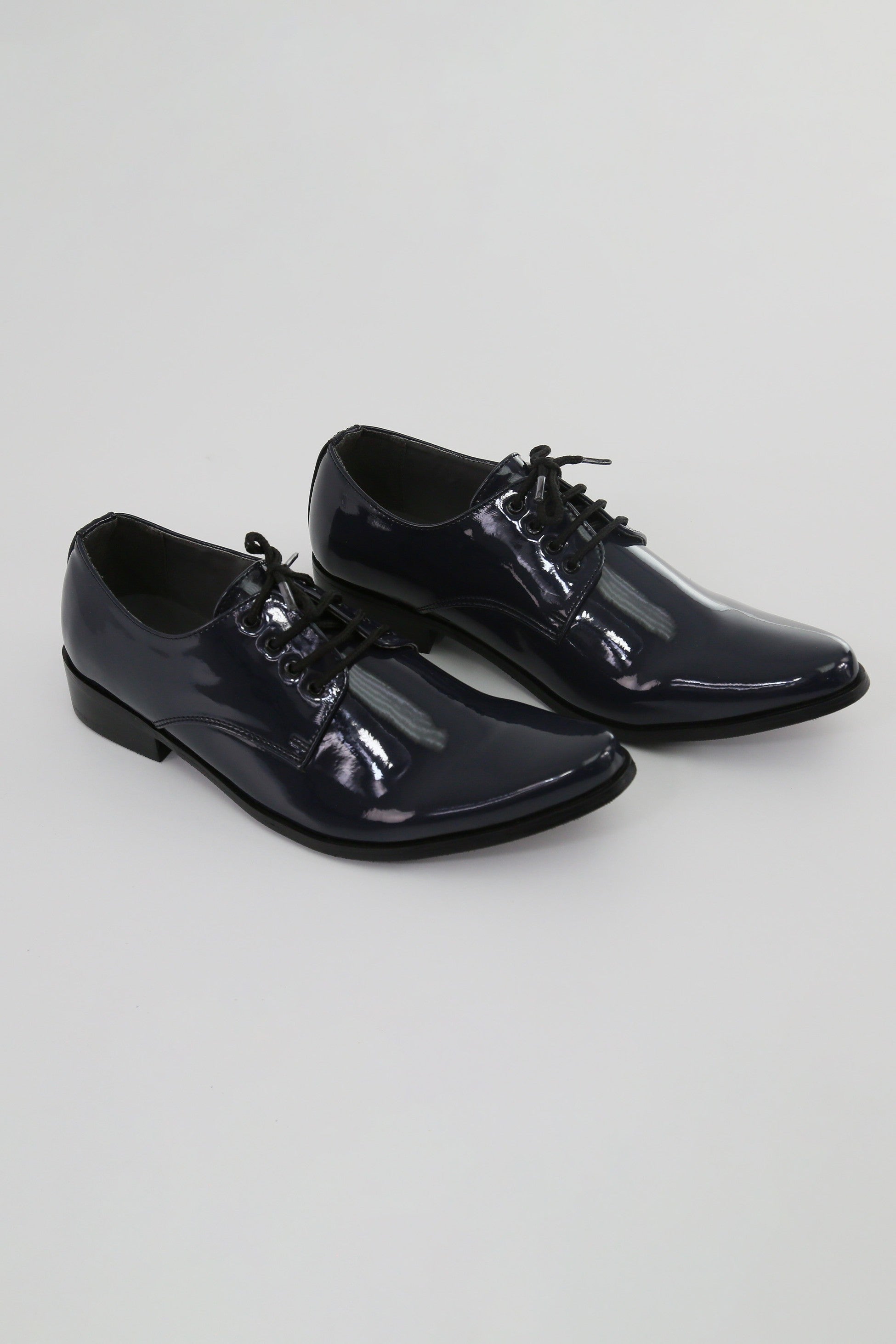 Boys Patent Leather Derby Shoes - GEORGE - Navy