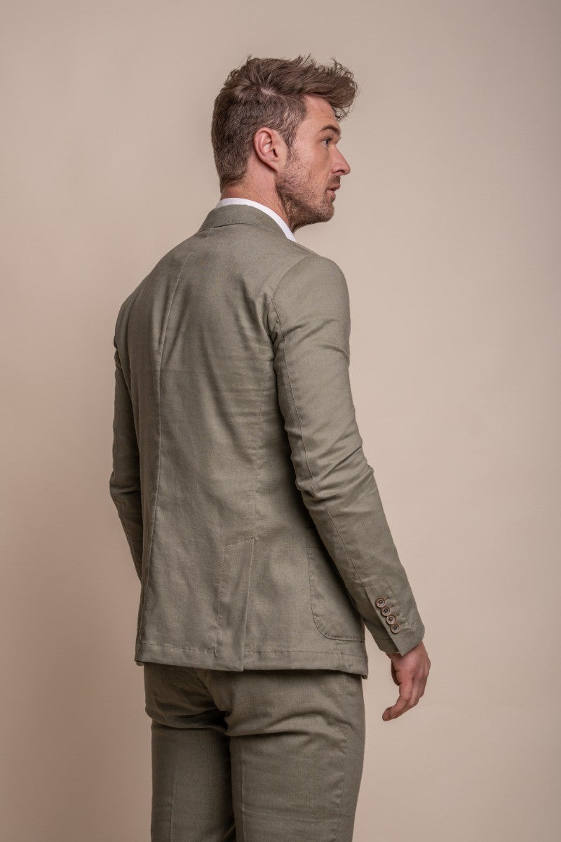 Men's Slim Fit Linen Jacket & Trousers Suit Set - ALVARI - Sage