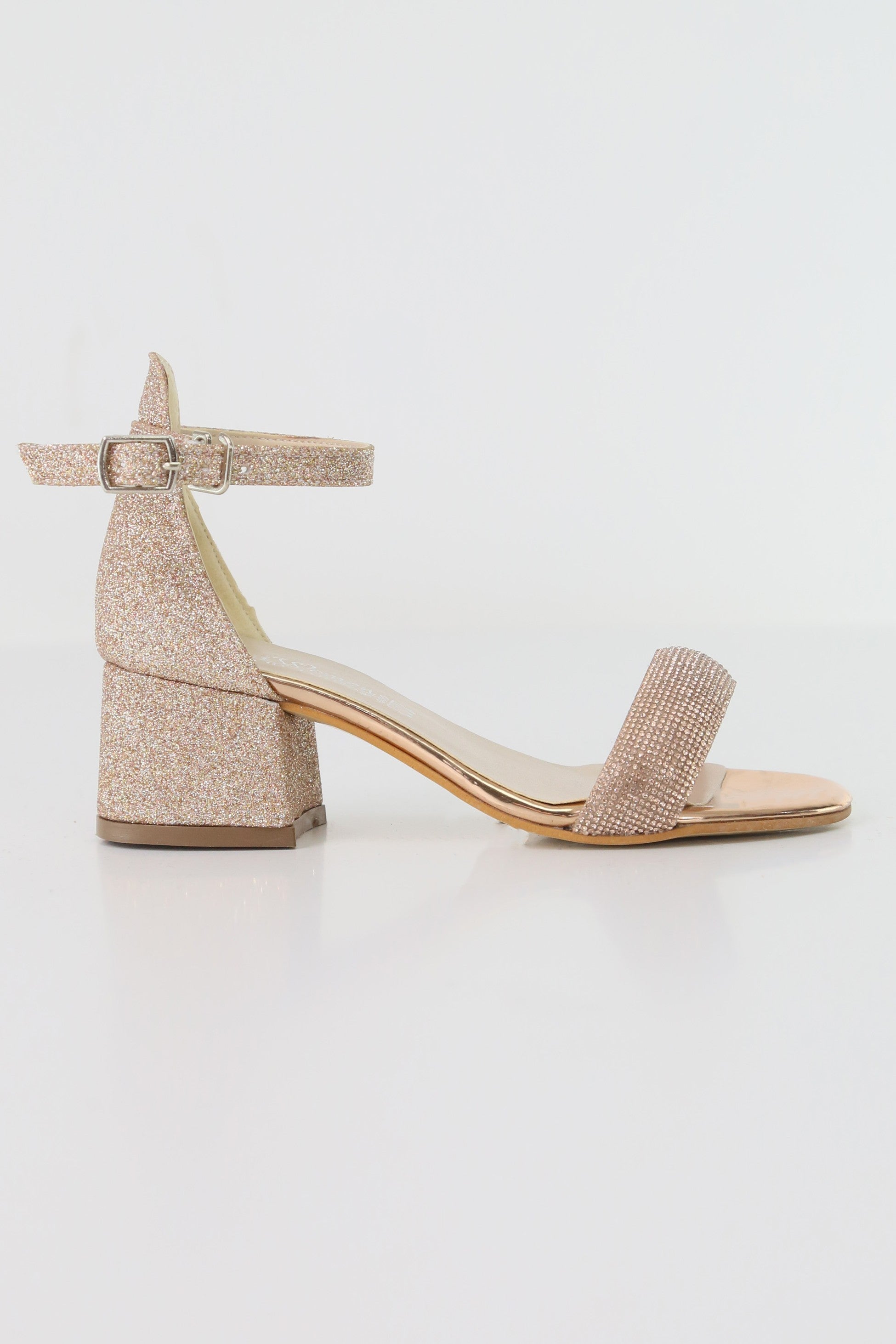 Girls’ Rhinestone Block Heel Sandals - LARA - Gold