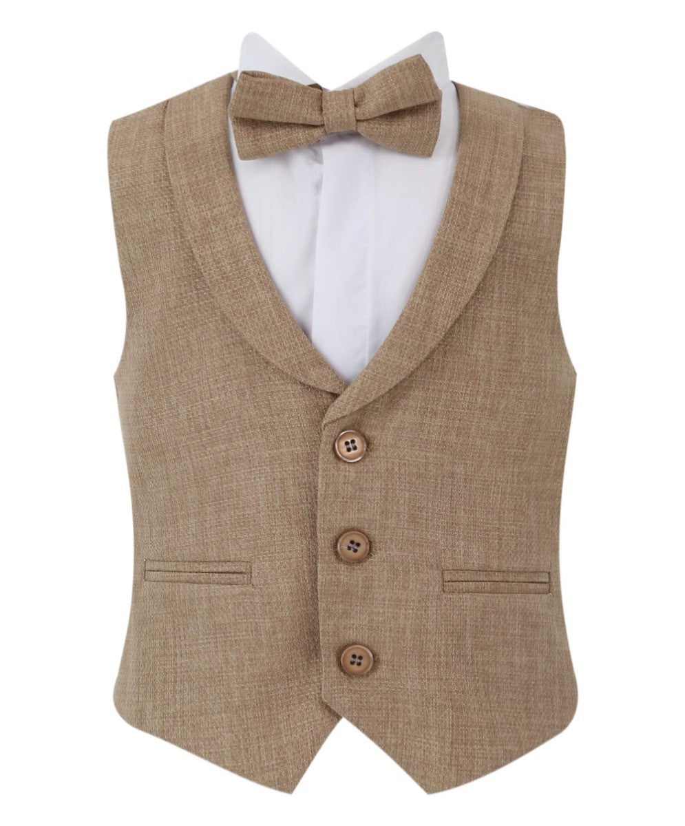 Boys Single-Breasted Waistcoat Set - POLPERRO - Beige