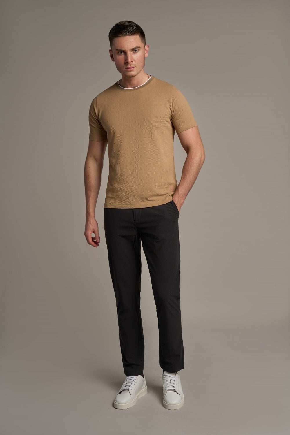 Men's Cotton Slim Fit T-shirt - BYRON - Sand Brown