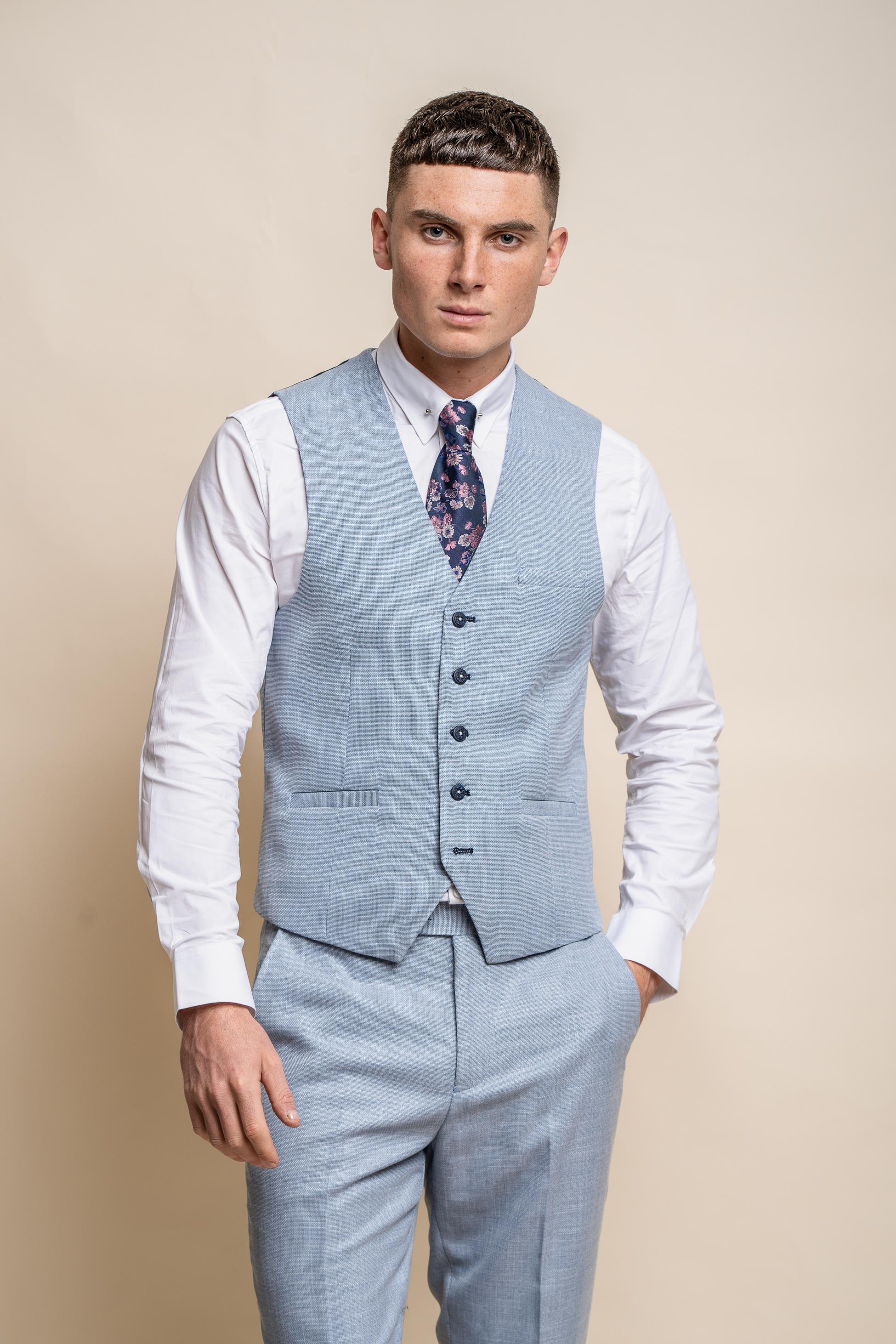 Men's Slim Fit Formal Waistcoat- MIAMI - Sky Blue