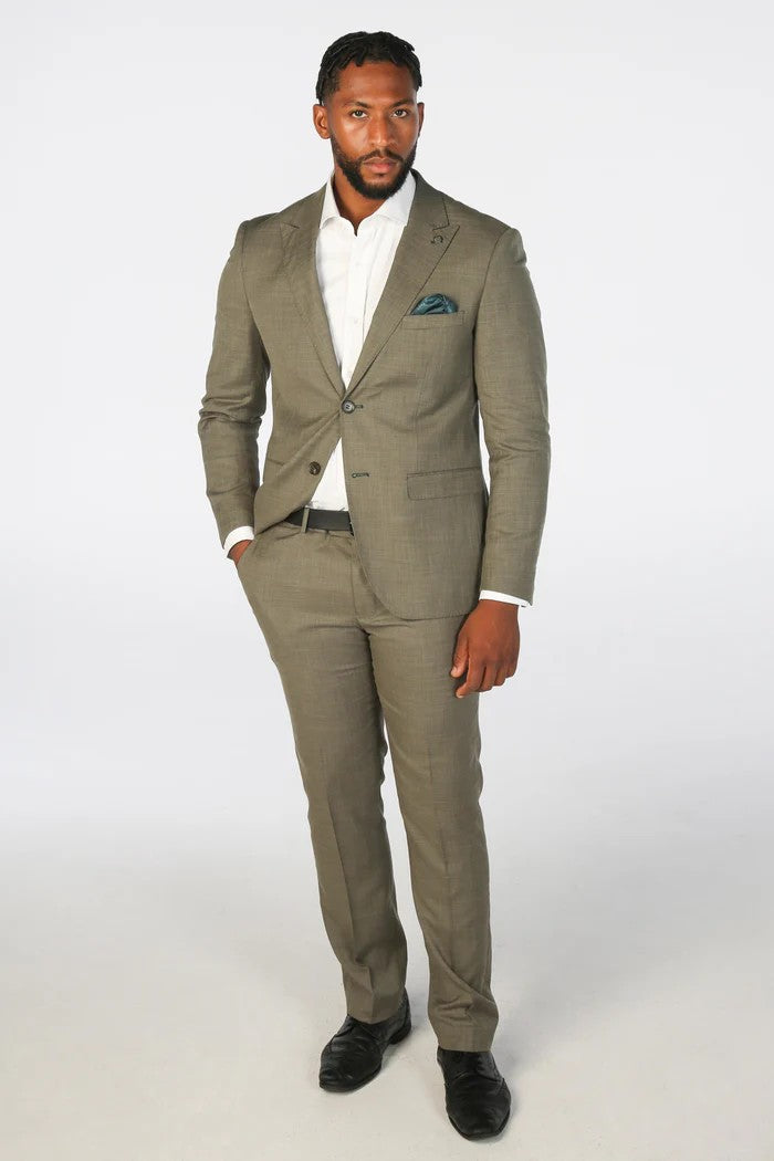 Men's Tailored Fit Plaid 2PC Formal Suit - KURT - Sage Green