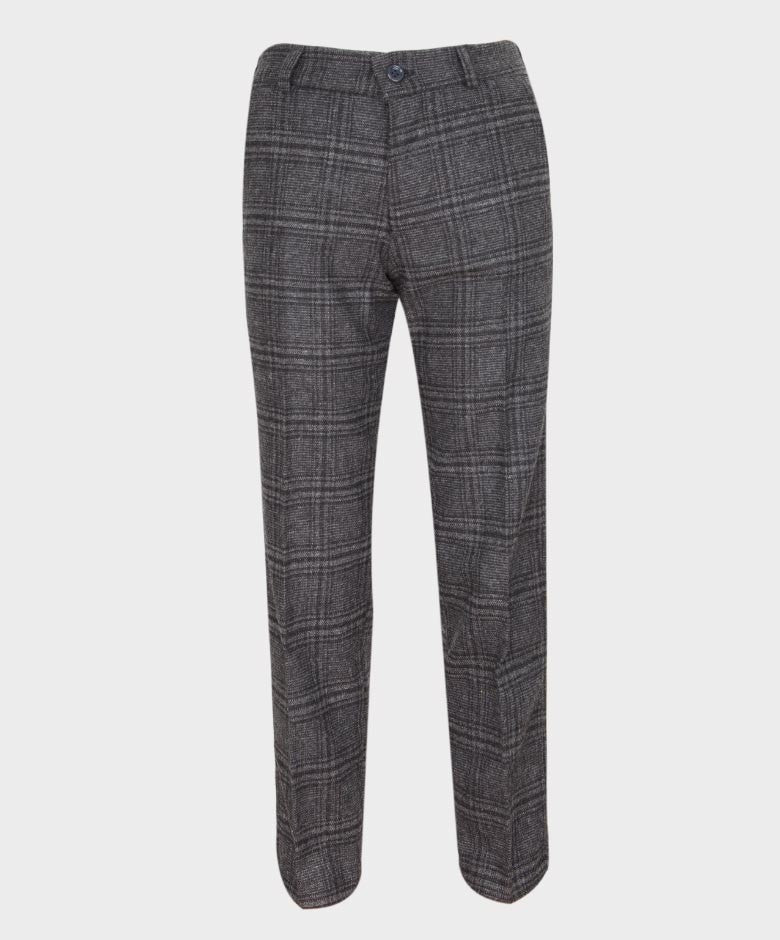 Boys Tailored Fit Tweed Check Suit - HURRICANE - Charcoal Grey