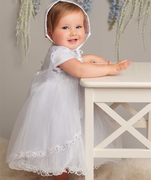 Baby Girls White Sparkling Christening Dress Set - L321 - White