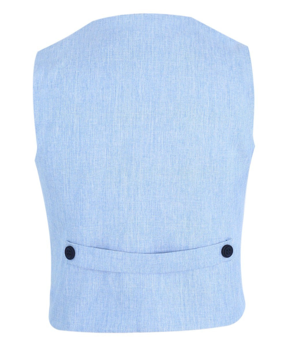 Boys Formal Waistcoat Suit Set - Blue - Beige