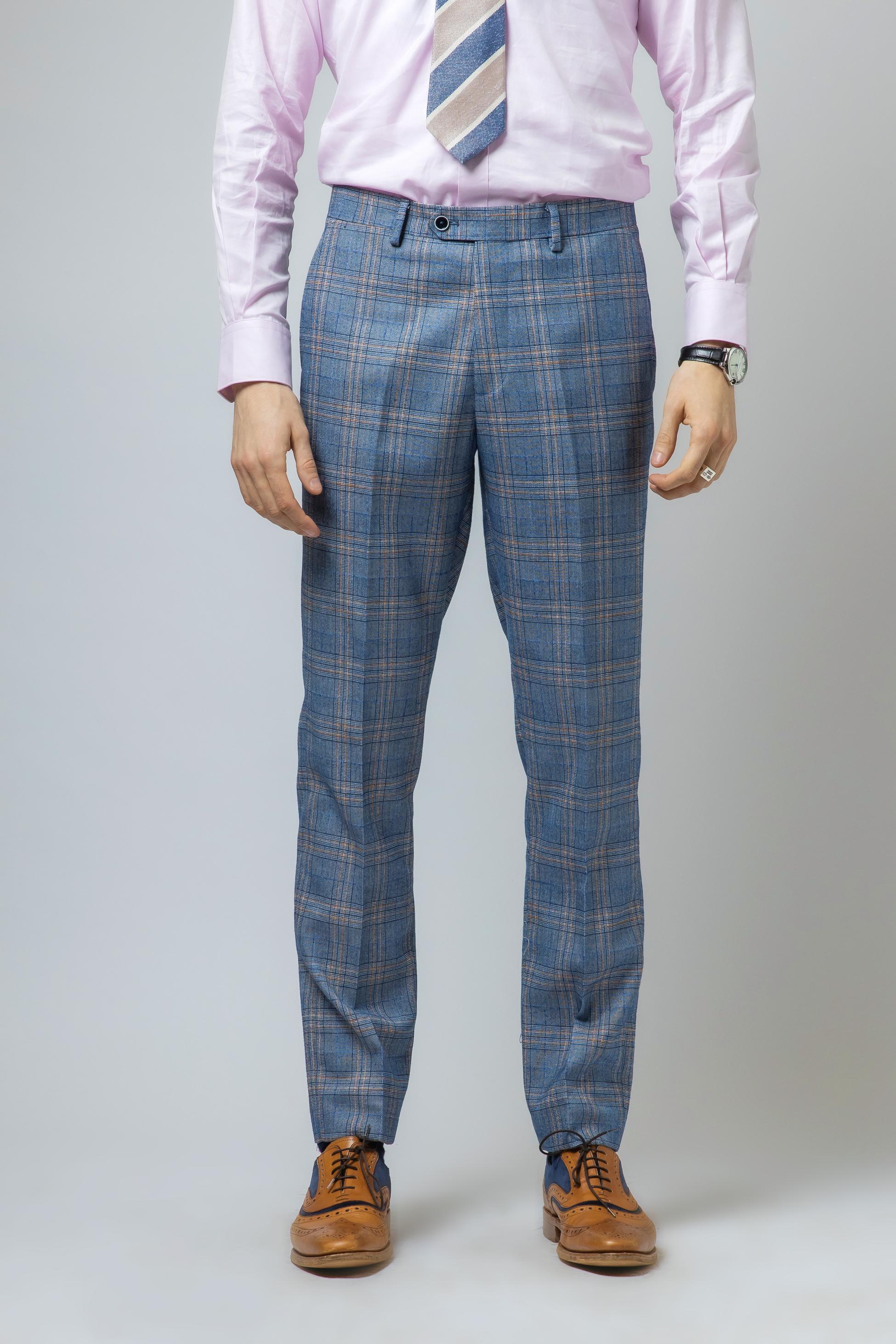 Men's Windowpane Check Slim Fit Trousers - LEVI Blue - Blue