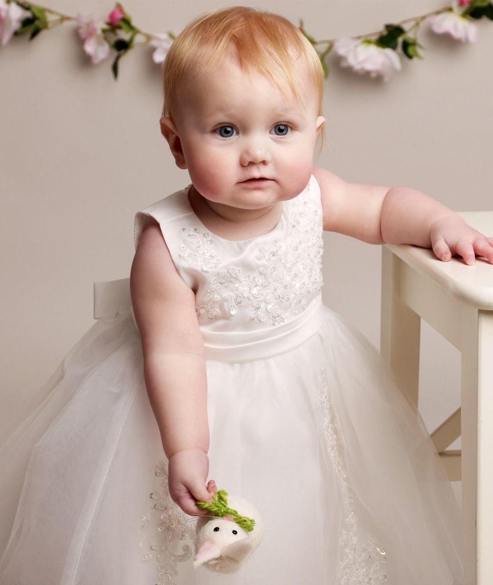 Baby Girls Christening Lace Dress – LAYLA - Ivory