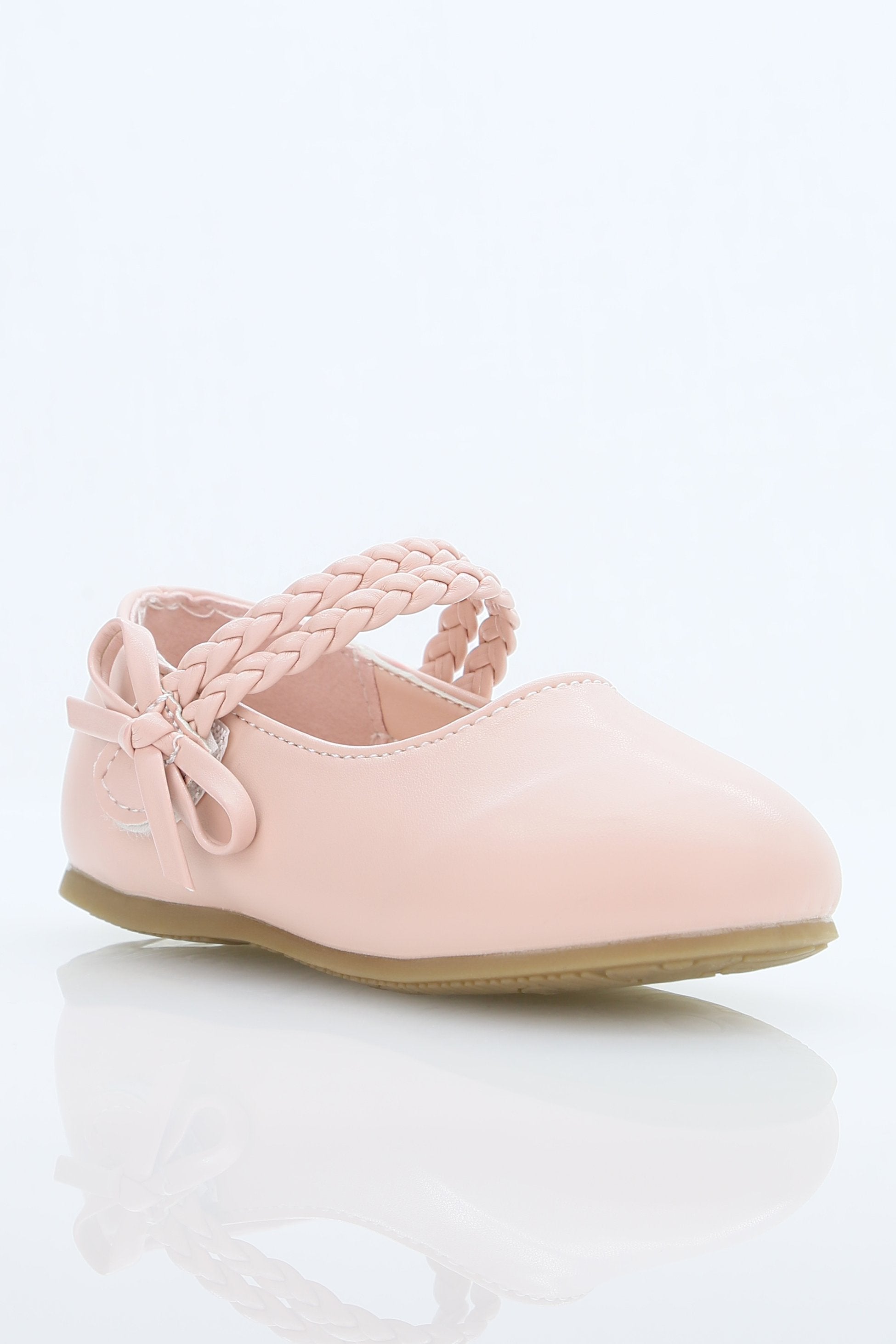 Little Girls’ Braided Strap Mary Jane Shoes with Bow - OPHELIA - Pink