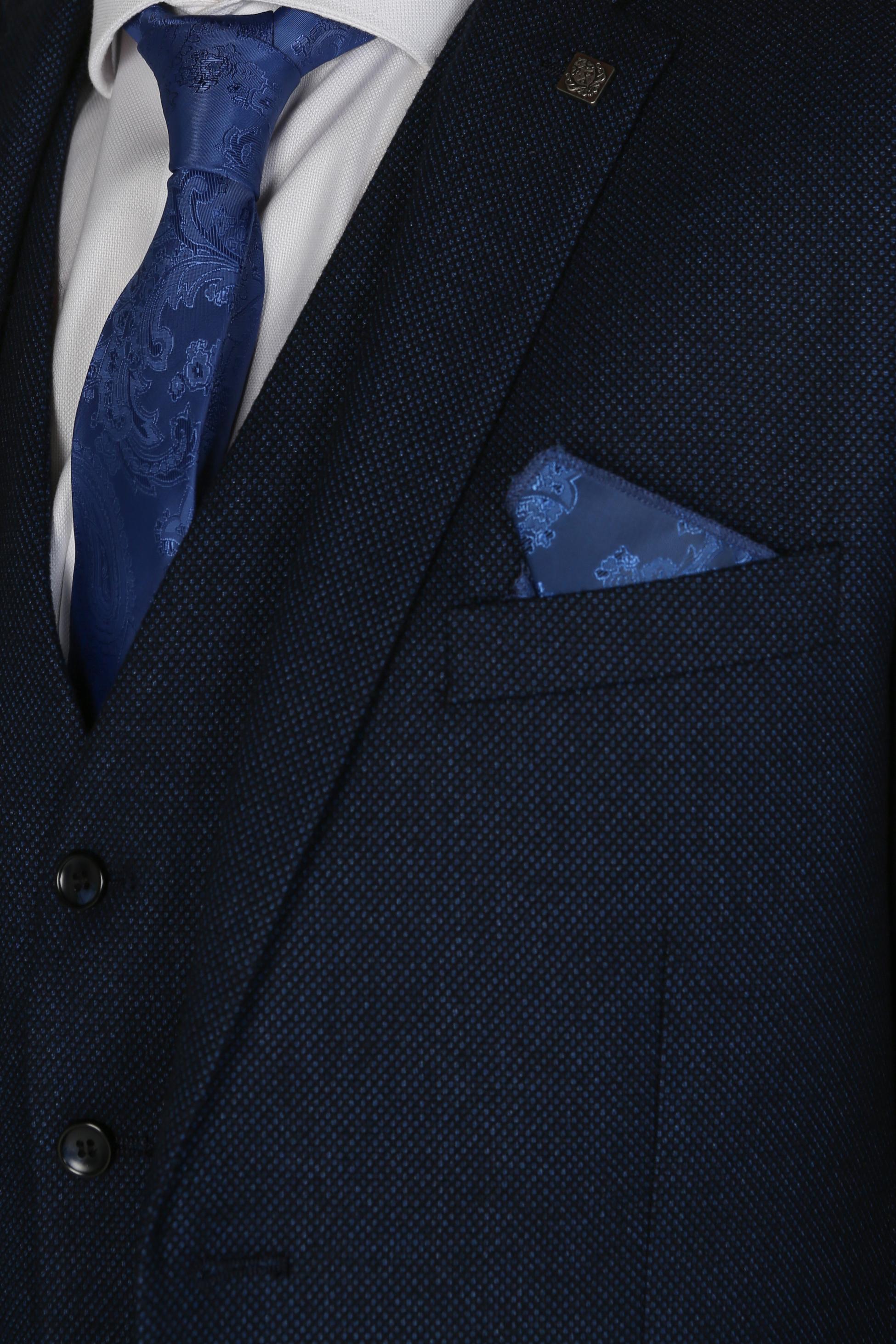 Men's Textured Formal Navy Blue Suit Jacket - ARTHUR - Navy Blue