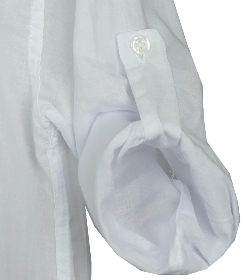 Boys Linen Roll Up Sleeve Shirt - White