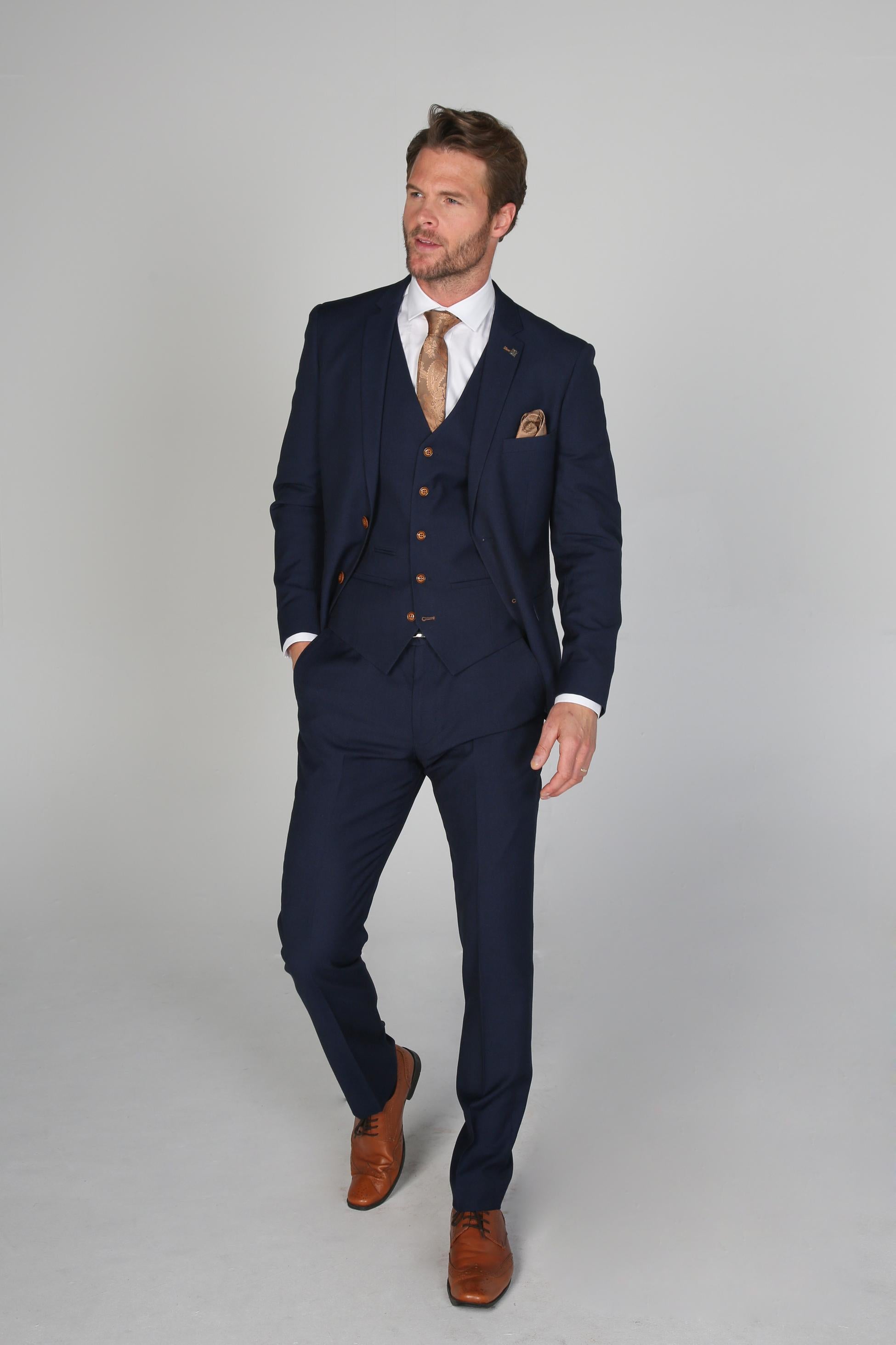 Men's Tailored Fit Suit Jacket - MAYFAIR - Navy Blue