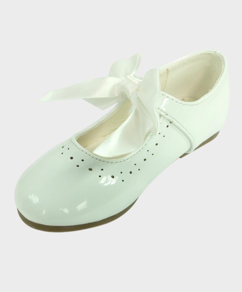 Girls Patent Mary Jane Flat Shoes - White