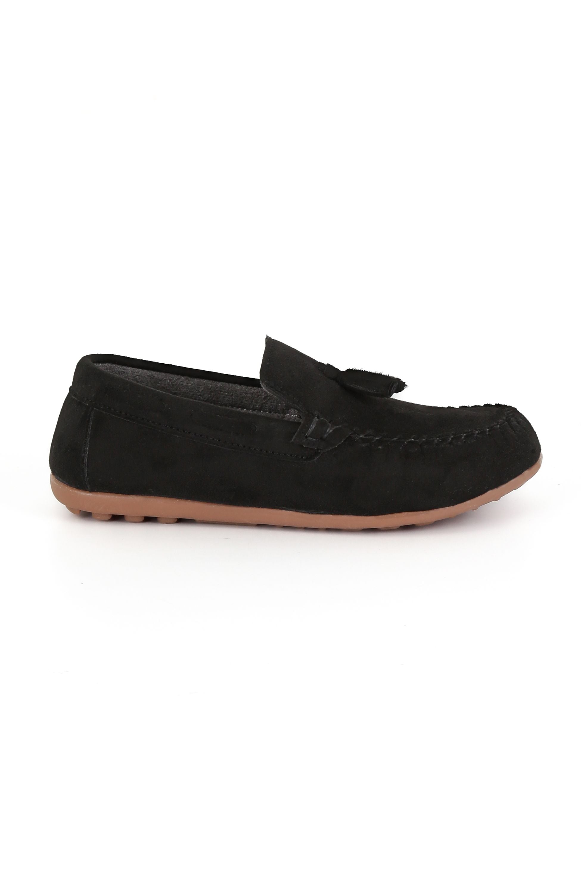 Boys Slip on Tassel Suede Penny Loafer - BABYLON - Black