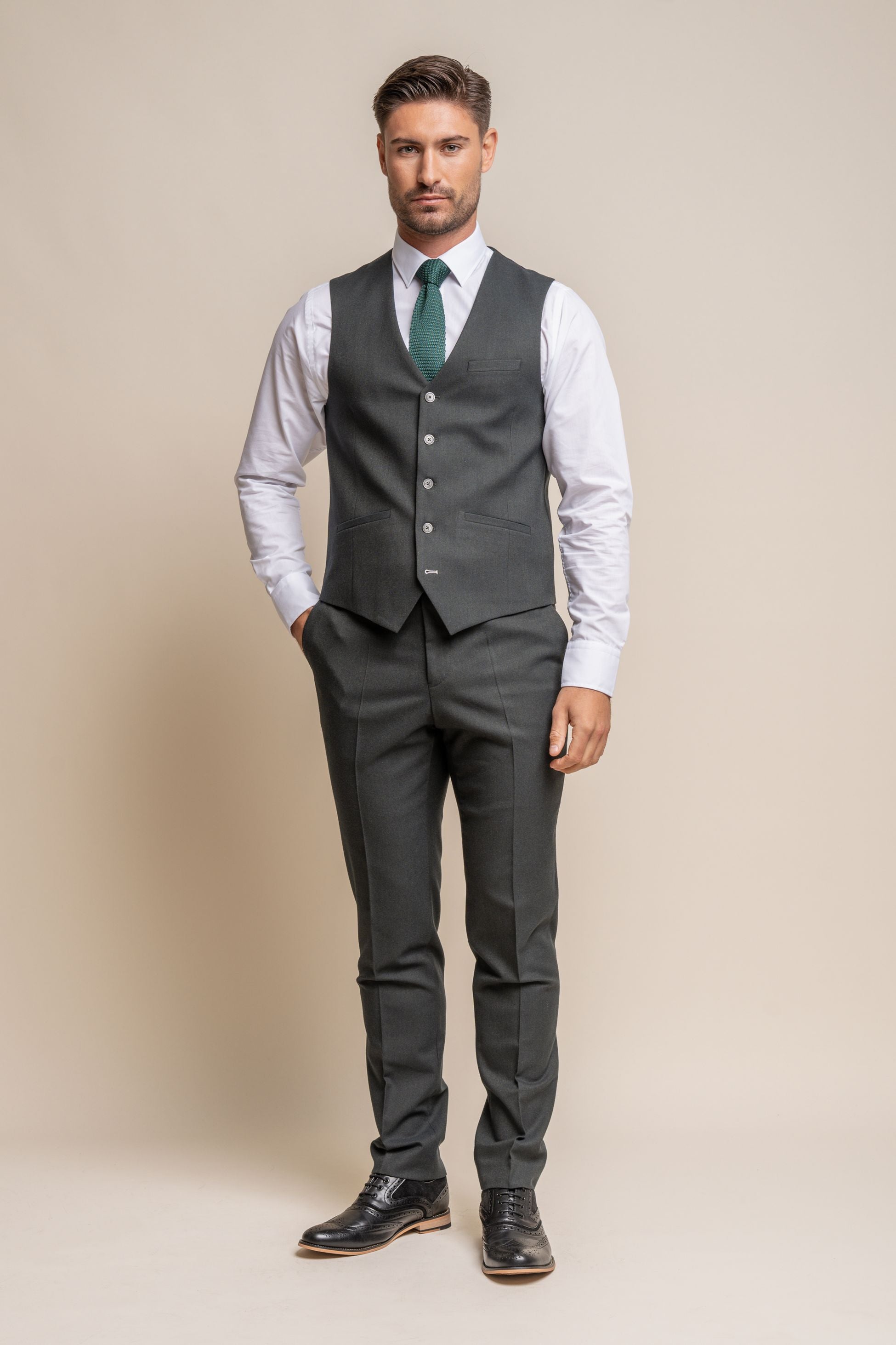 Men's Slim Fit Formal Waistcoat - FURIOUS Olive - Olive Green