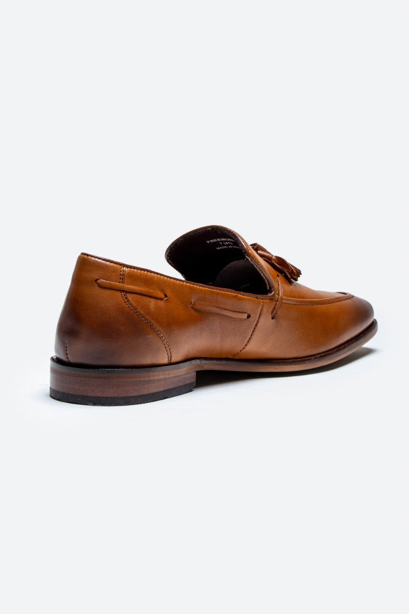 Men's Leather Slip On Tassel Loafer - FREEMONT - Tan