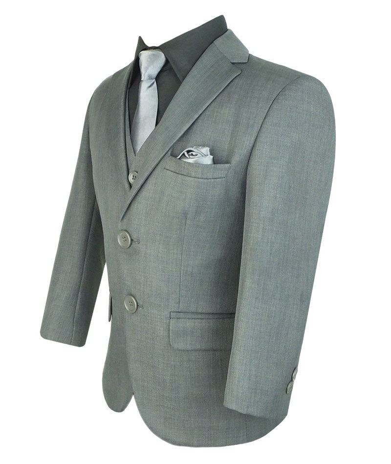 Boys All In One Charcoal Grey Suit Set - SAMUEL - Grey