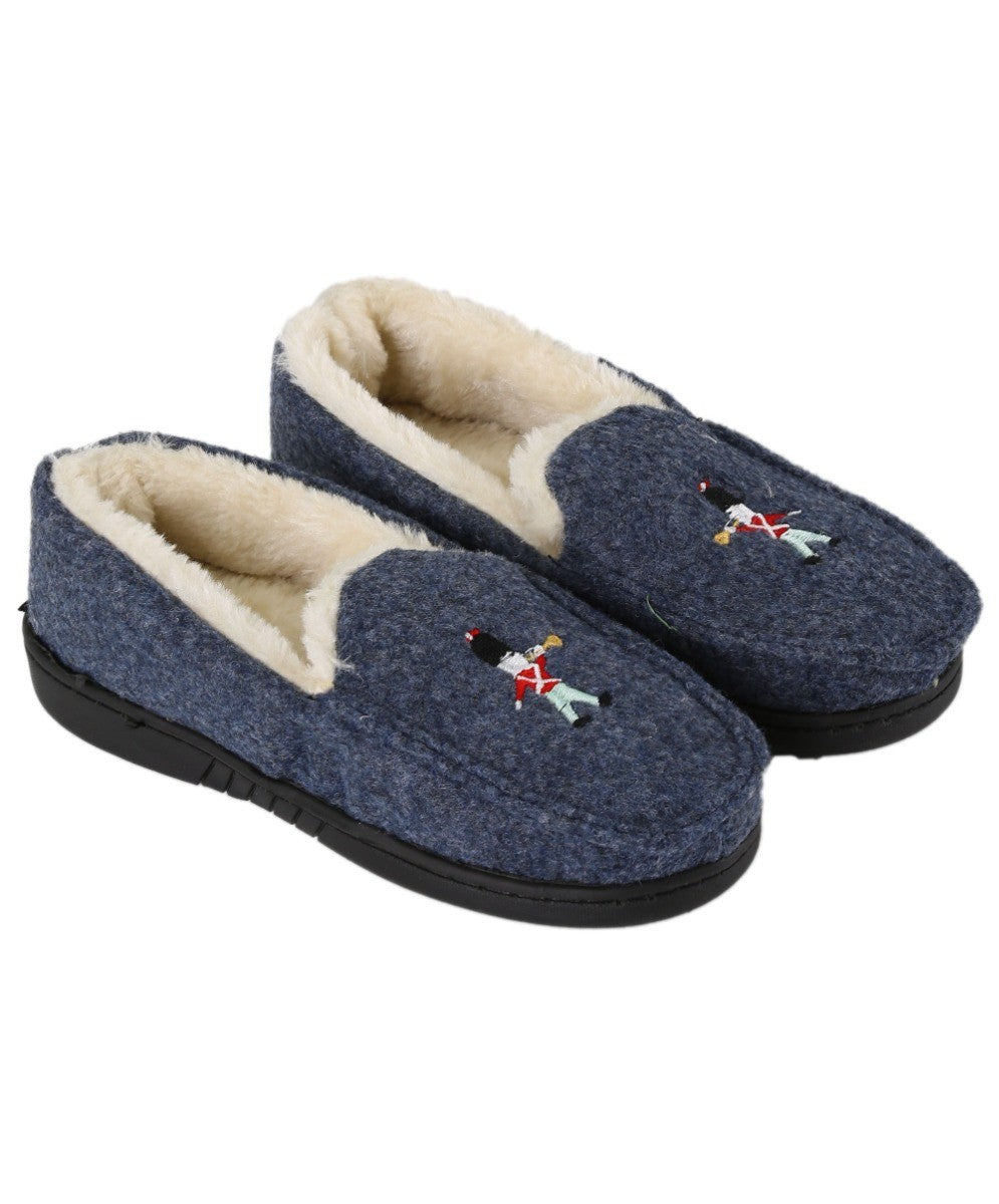 Boys Plush Navy Soldier Slippers - Navy Blue