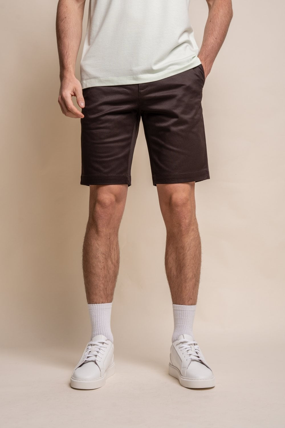 Men's Cotton Casual Slim Fit Chino Shorts - DAKOTA - Chocolate Brown