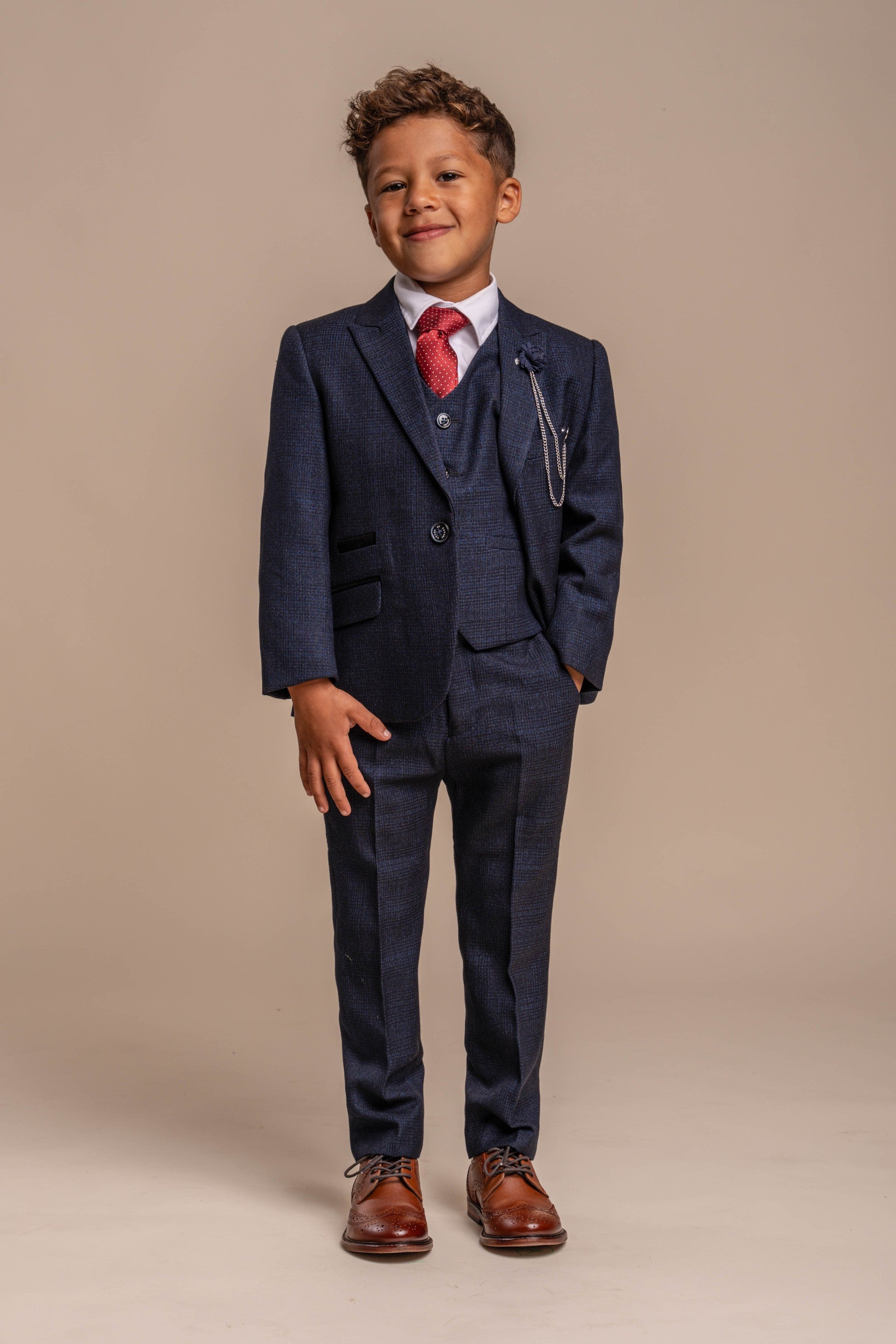 Boys Slim Fit Formal Suit - CARIDI - Navy Blue