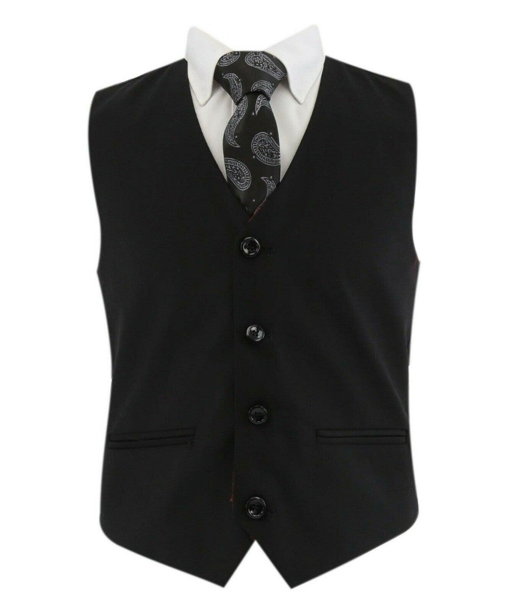 Boys Tailored Fit Black Suit - PARKER - Black