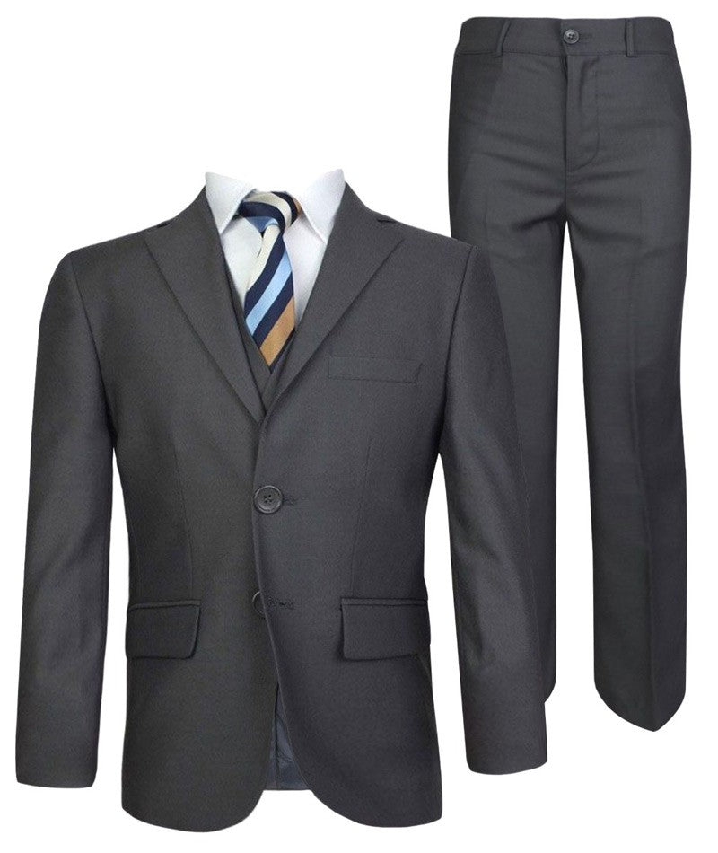 Boys Italian Cut Formal Suit - Charcoal Grey