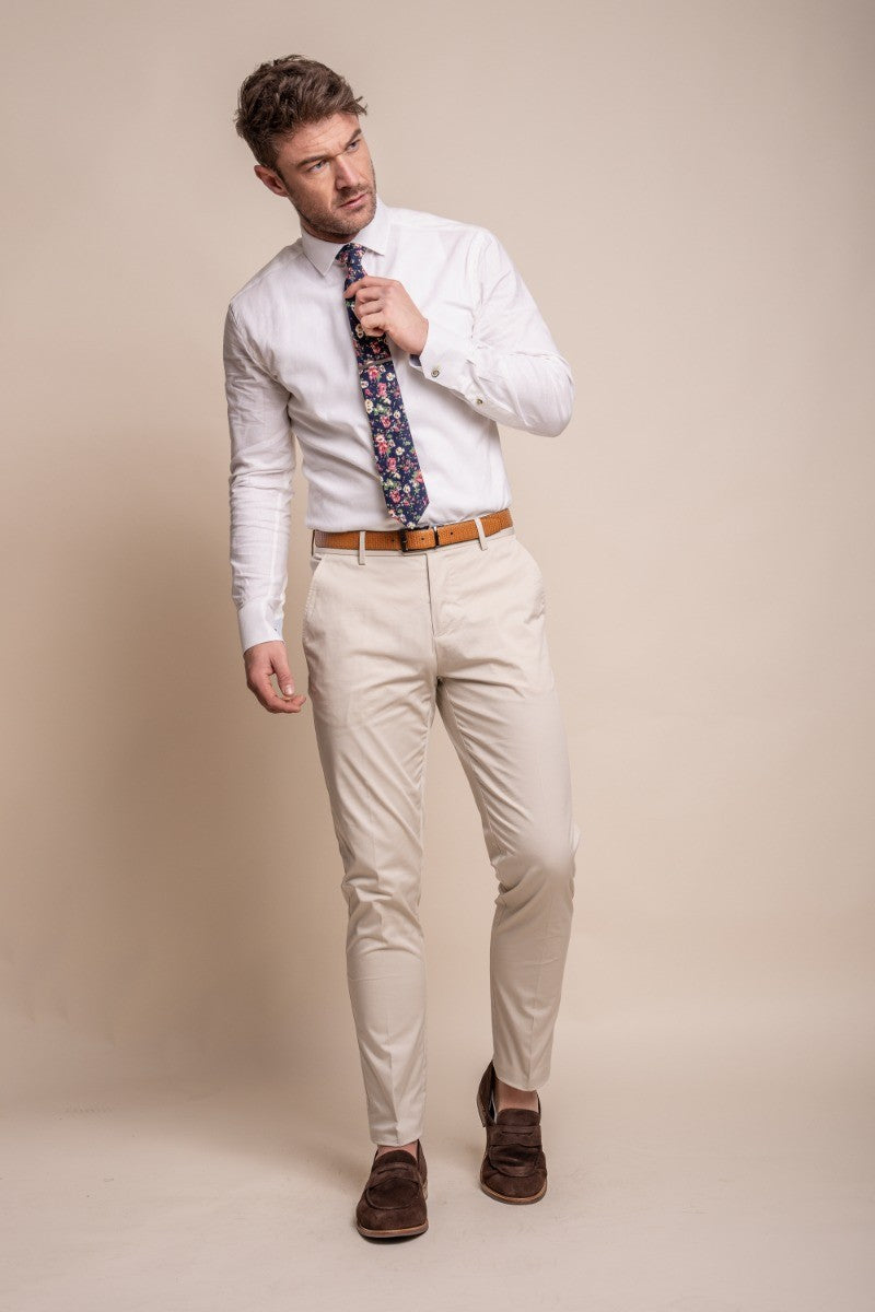 Men's Cotton Slim Fit Formal Suit - MARIO - Beige Fawn