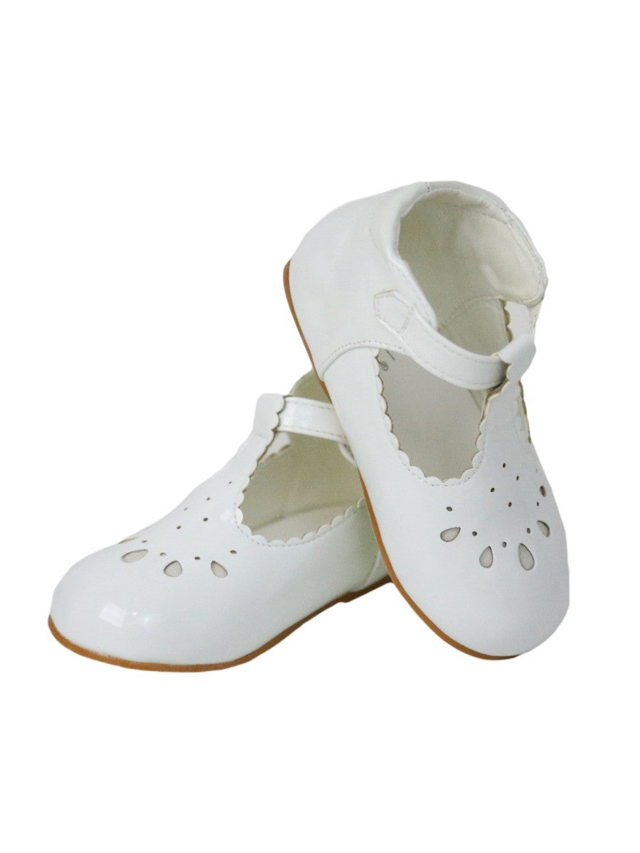 Girls Bridesmaid Perforated Shoes - White