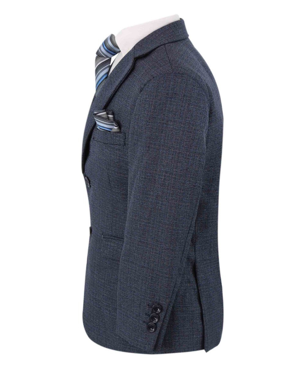 Men's Textured Tailored Fit Suit - ADRIAN - Navy Blue