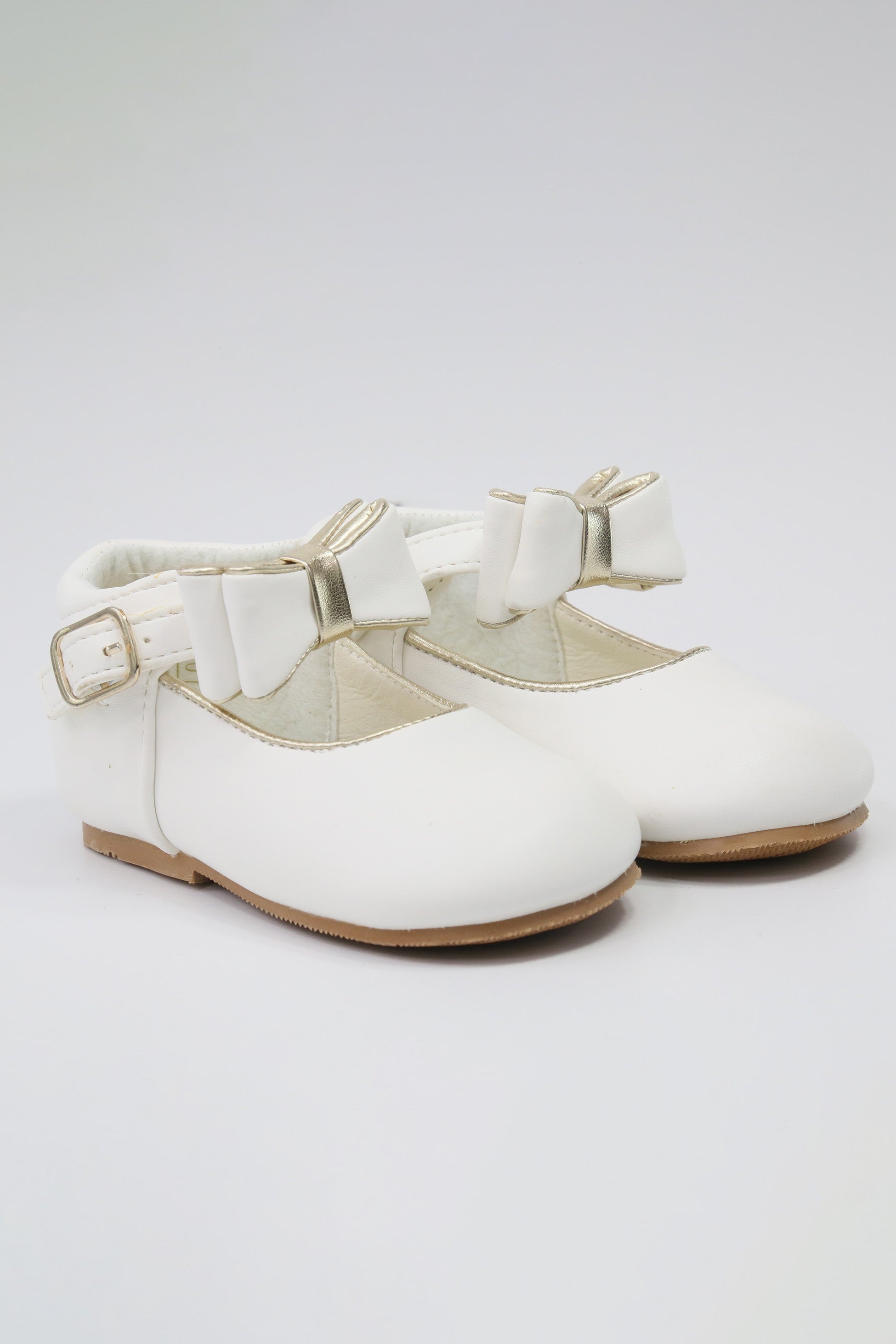 Chic Baby Girls Bow Buckle Shoes - SKY - White