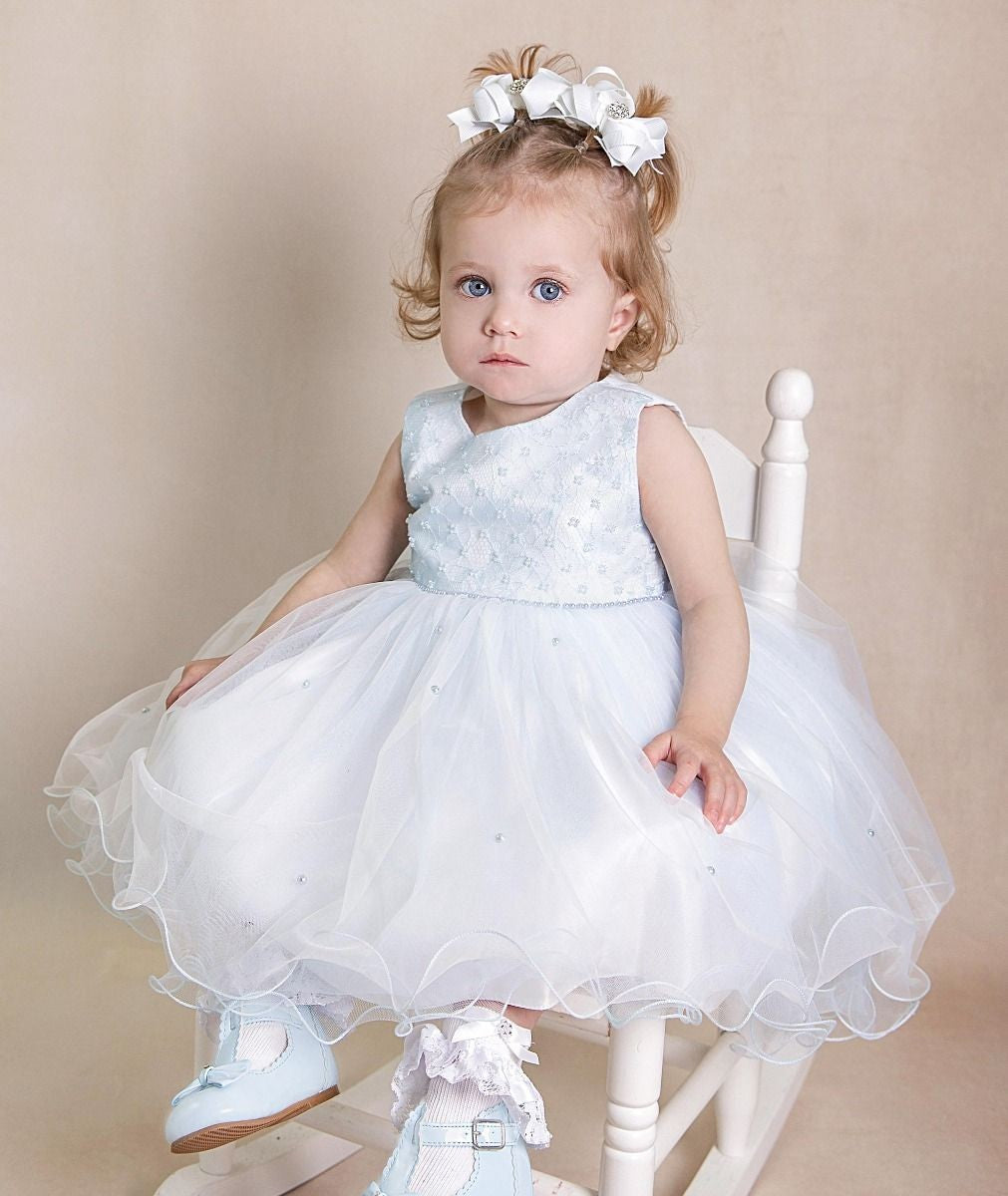 Baby & Girls Sequin Tulle Dress - RILEY - Baby Blue