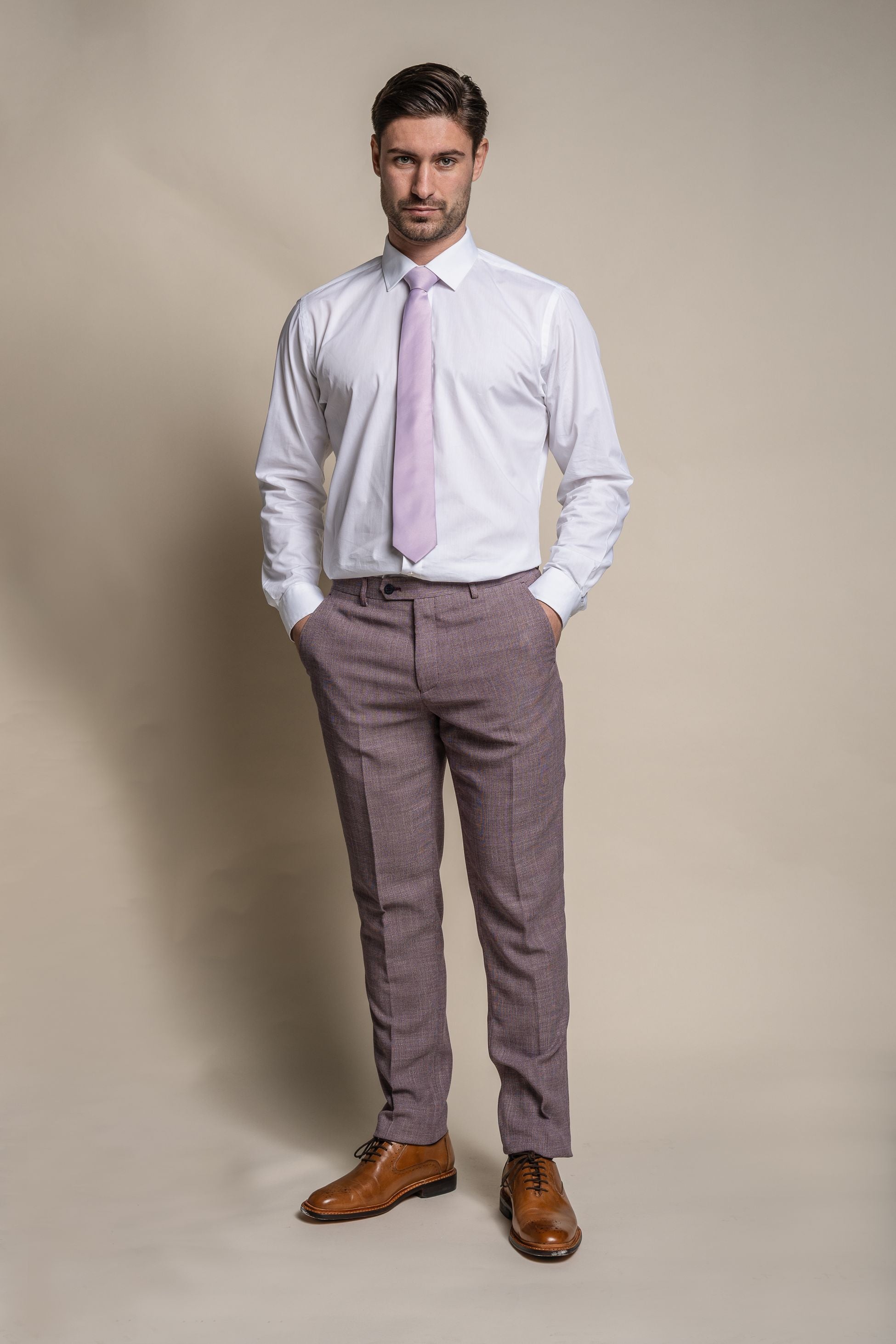 Men's Slim Fit Formal Trousers - MIAMI - Lilac